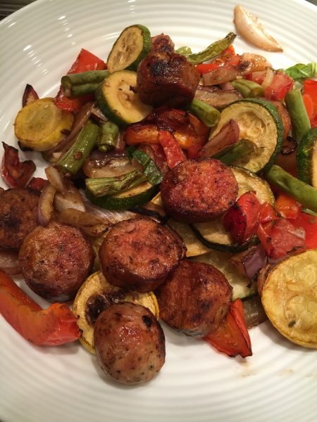 Marinated Summer Veggies with Chicken Sausage